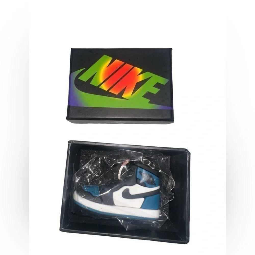 Air Jordan 1 High Top Nike Key Chain/ Bag Charm Teal/White/Black Comes w/box